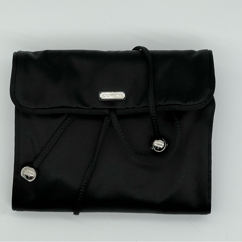 Coach Black Satin Jewelry Roll Organizer EUC w/ Dusty - Picture 2 of 16